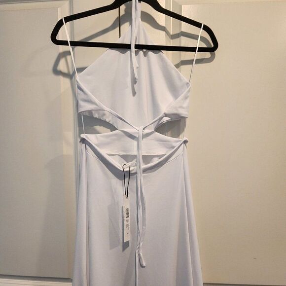 Susana Monaco Size L - High-low Cut Out Tie Back Halter Dress  White/Sugar $198 - Picture 9 of 10
